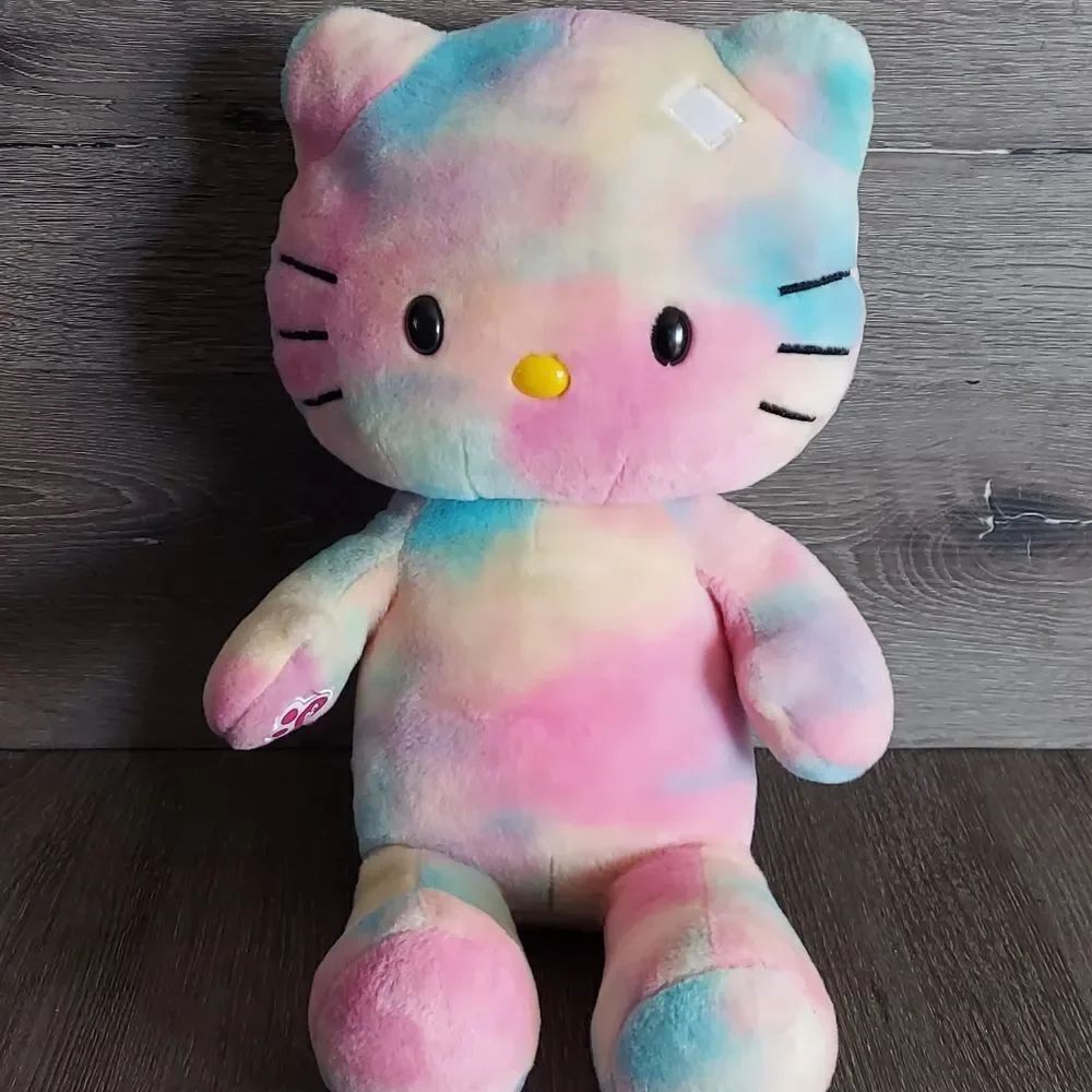 Build a Bear Hello Kitty Tie Dye Pastel Plush Stuffed Animal Pink Yellow Blue